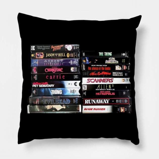 Horror & Sci-Fi VHS Tapes Pillow by Scum & Villainy