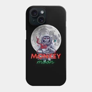 Monkey moon in space moon background Phone Case