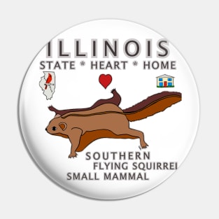 Illinois - Southern Flying Squirrel - State, Heart, Home - small mammal Pin