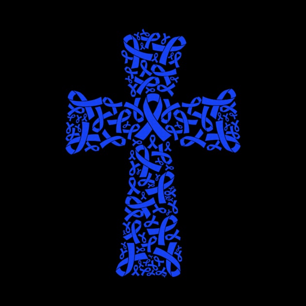 Christian Cross Jesus Chronic Fatigue Syndrome Awareness Blue Ribbon Warrior Support Survivor by celsaclaudio506