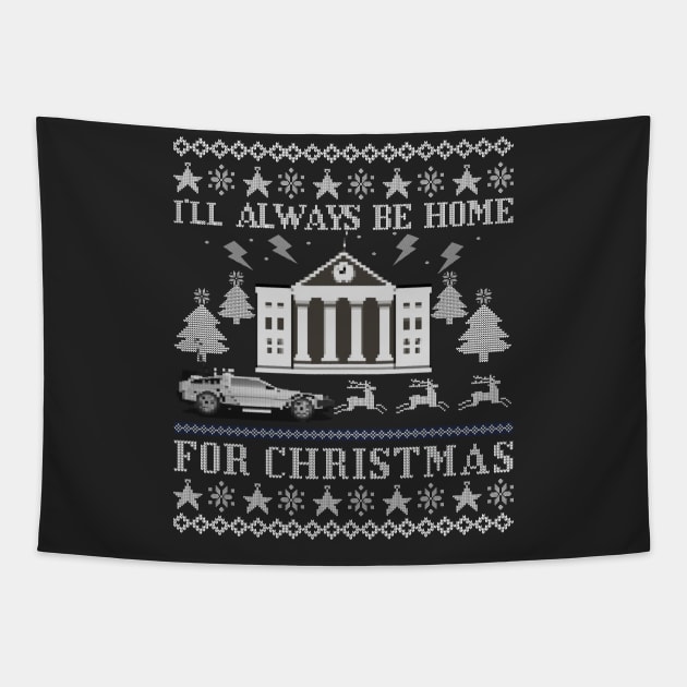 Back to the Future Ugly Christmas Sweater, I'll Always be Home For Christmas Tapestry by Blended Designs