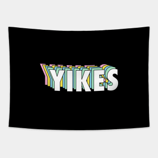 YIKES - Trendy Cool Slang in Retro Colorful Text Tapestry