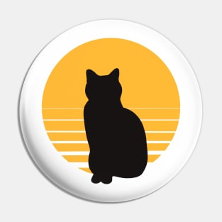 Retro Vintage Full Moon Black Cat Pin