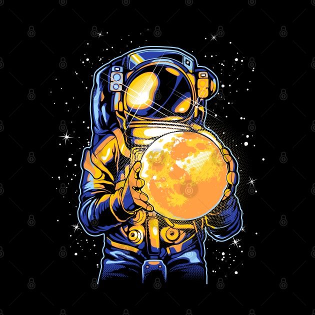 astronaut holding a moon by Mako Design 