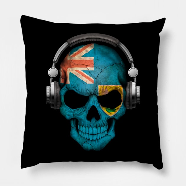 Dark Skull Deejay with Turks and Caicos Flag Pillow by jeffbartels