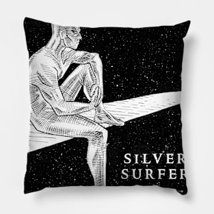 silver surfer: black and white Pillow