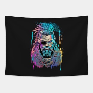 Neon Cyberpunk Viking - V1.02 Tapestry