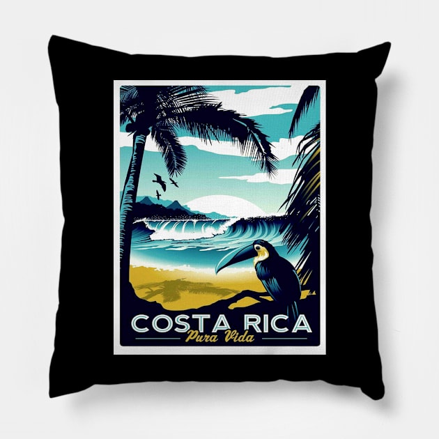 Costa Rica Vintage Travel and Tourism advertising Print Pillow by posterbobs