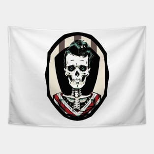 Fun Patriotic Rockabilly Skeleton Tapestry