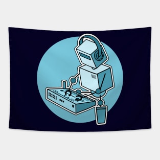 Robot Playing Drum Machine (pocket print size) Tapestry