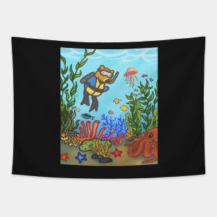 Maurice The Bear - Scuba Diver Tapestry