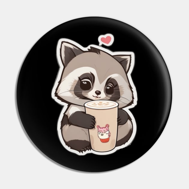 raccon with coffee Pin by Majkel&Majkel