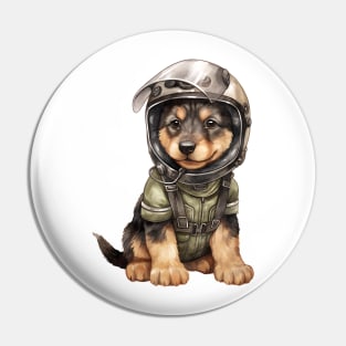 German Shepherd Dog in Helmet Pin