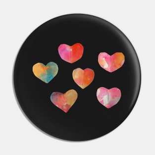 Watercolor hearts Pin