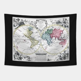 World map wall art 1714 dorm decor mappemonde Art Print Tapestry