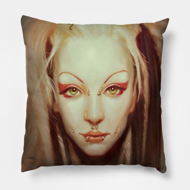 Jessika portrait Pillow by Artofokan