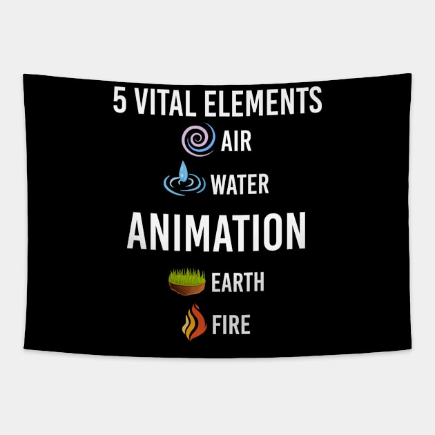 5 Elements Animation Tapestry by blakelan128