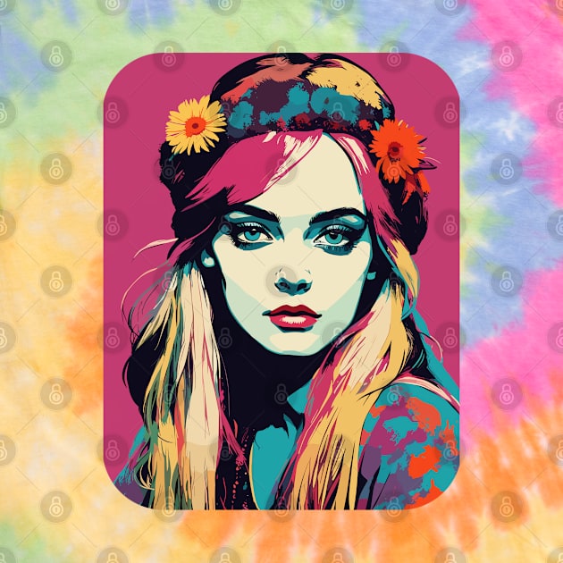 Hippie girl pop art portrait by Soovenir