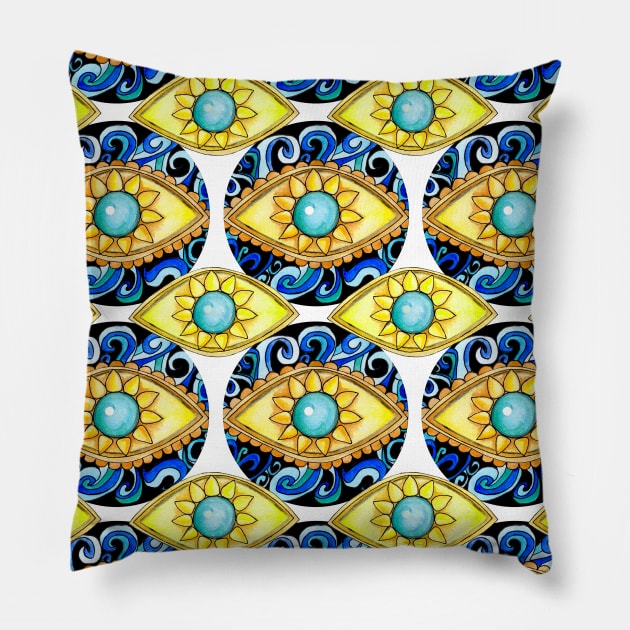 Sun in our eyes Pillow by Claudia-Brueggen