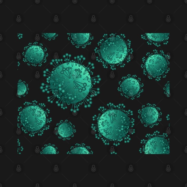 Green coronavirus bacteria pattern by designerMetin