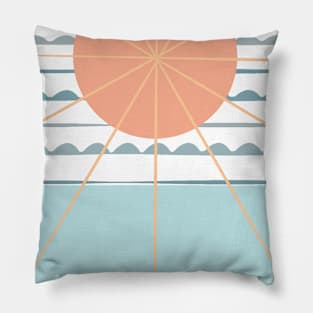 Sunset, sea,.2. sun, sun-art, beach,  spring, ocean, sunart, summer, vector. Pillow