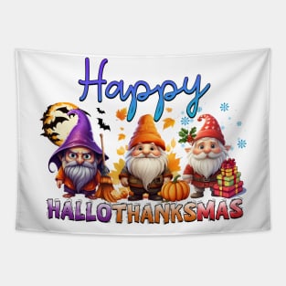 Happy Hallothanksmas Gnomes #4 Tapestry