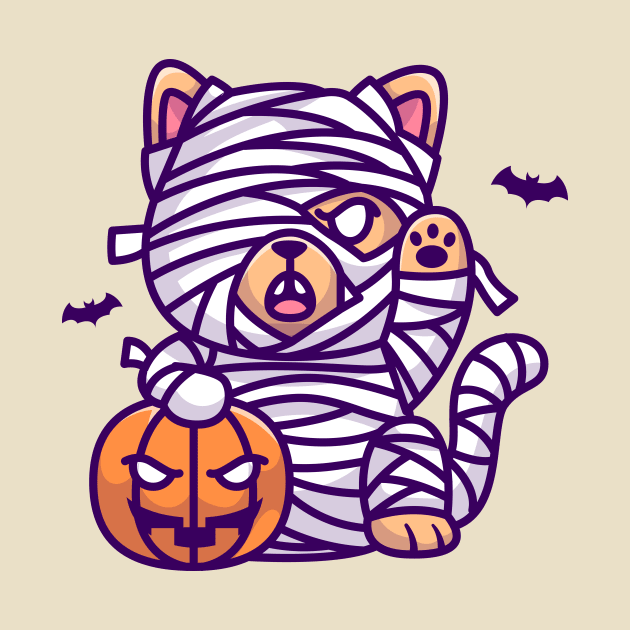 Cute Dog Mummy Holding Pumpkin Cartoon by Catalyst Labs