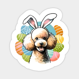 Poodle Delights in Easter with Bunny Ear Headband Magnet