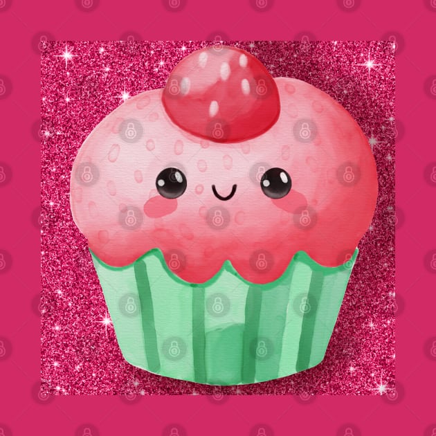 Kawaii Strawberry Cupcake by Doggomuffin 