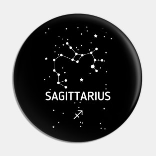 Sagittarius Zodiac Sign Constellation (White Print) Pin