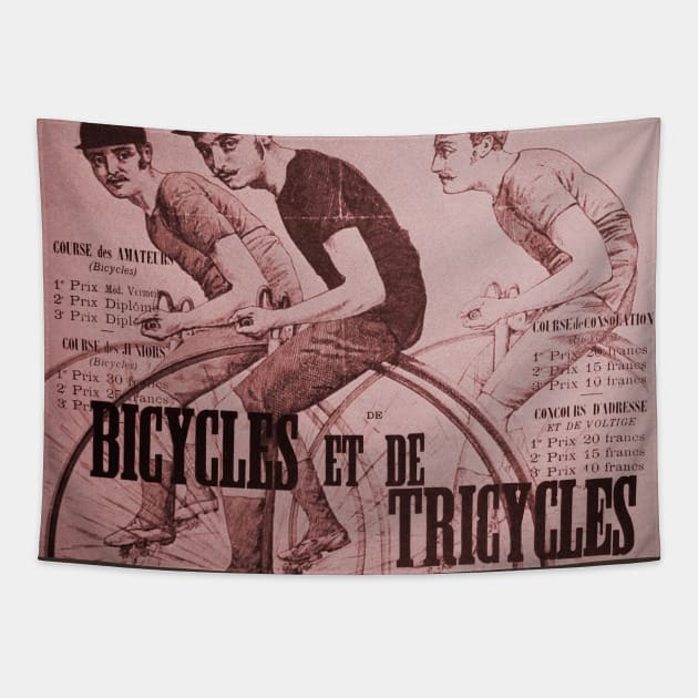 Vintage French Cycling Remixed Sepia Tapestry by chilangopride