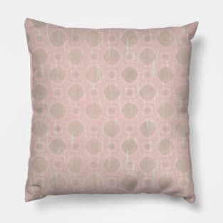 gold-colored rounded geometric shapes against matt pink Pillow