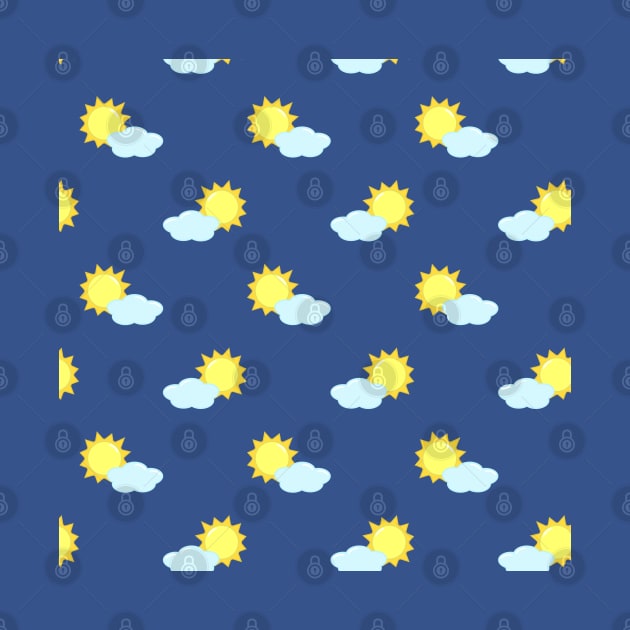 Sun and Clouds Pattern 2 in Blue by Kelly Gigi