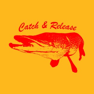 Catch and Release Series, Pike, Red color T-Shirt