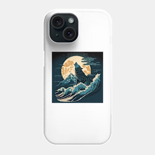 Japanese Wolf and Moon Phone Case