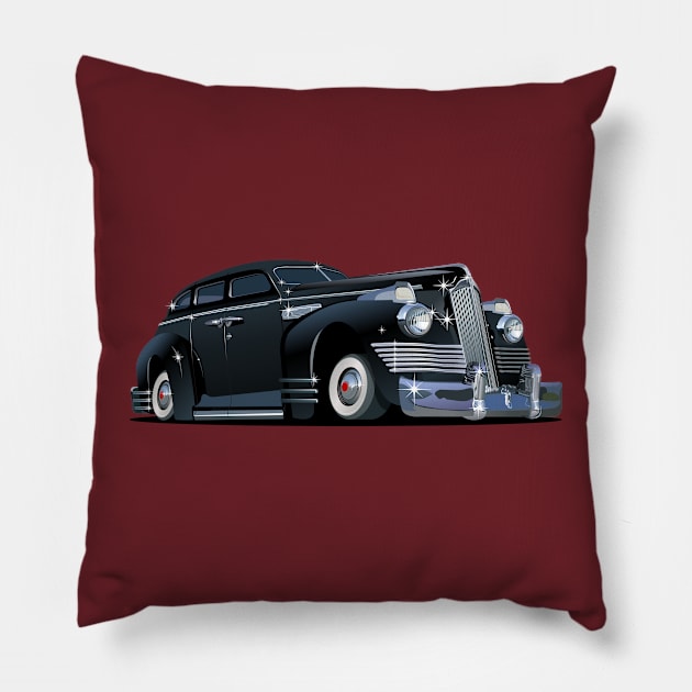 Cartoon retro limousine Pillow by Mechanik