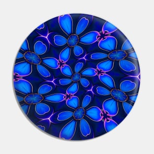 Deep Blue Flower Pattern Pin