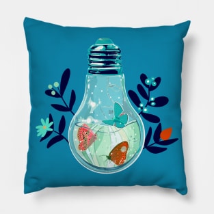 Butterflies in a bulb light Pillow