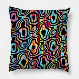 Blue and Red Abstract Aesthetic Ribbon Pattern Pillow