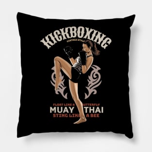 Kickboxing Girl Vintage Style Pillow