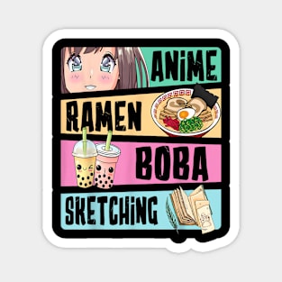 Anime Ramen Boba Sketching Kawaii Anime Lover Merch Gift Magnet