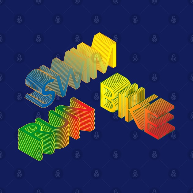 Swim Bike Run 3D Lettering by Pasghetti