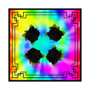 Deco Black Roses Tie Dye Bandana #2 T-Shirt