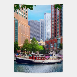 Chicago IL - Chicago River Near Centennial Fountain Tapestry