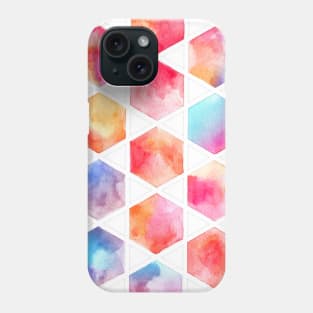 Radiant Hexagons - geometric watercolor painting Phone Case