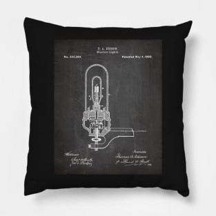 Light Bulb Patent - Industrial Design Housewarming Art - Black Chalkboard Pillow