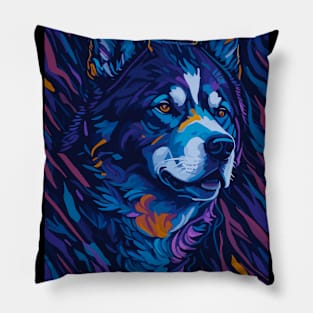 Abstract Siberian Husky Pillow