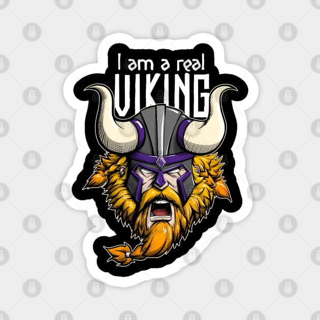 Angry Viking Head for Nordic Warrior Lovers Magnet by Canache Shop