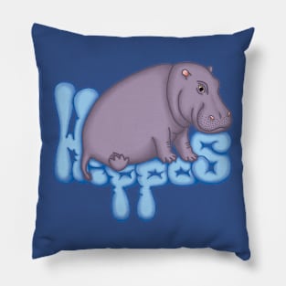 Squashy Hippo - Blue Pillow