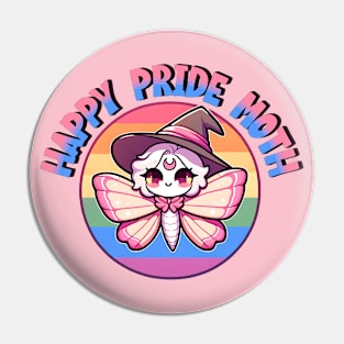 Happy Pride Moth Pun LGBTQ Cute Kawaii Witch Animal Pin